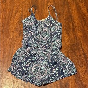 Paisley Print Blue Women's Romper